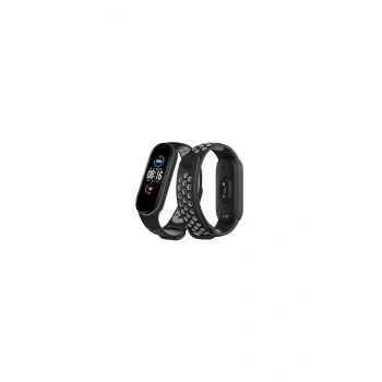 Mi Band 7 Spor Delikli Kordon (SAAT DEĞİLDİR) - Siyah-gri