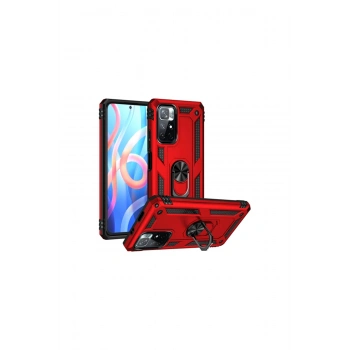 Redmi Note 11t Kılıf Sofya Yüzüklü Silikon Kapak - Kırmızı