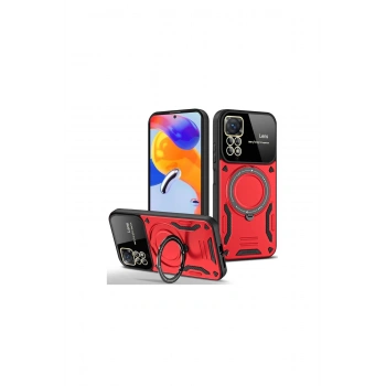 Redmi Note 11 Pro Kılıf Joy Lens Standlı Kapak - Kırmızı