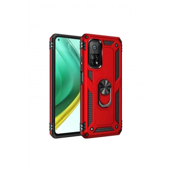 Mi 10t Pro Kılıf Sofya Yüzüklü Silikon Kapak - Kırmızı