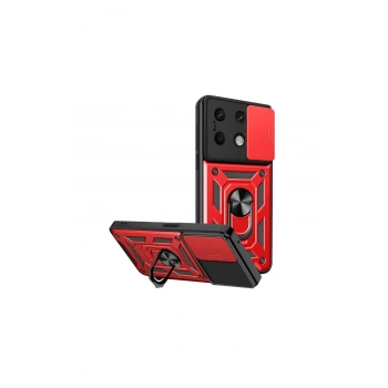 Redmi Note 13 4g Kılıf Pars Lens Yüzüklü Silikon - Kırmızı