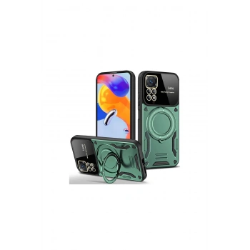 Redmi Note 11 Pro Kılıf Joy Lens Standlı Kapak - Koyu Yeşil