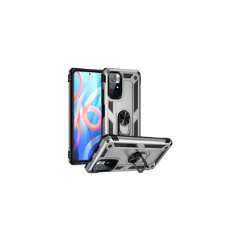 Redmi Note 11t Kılıf Sofya Yüzüklü Silikon Kapak - Gümüş