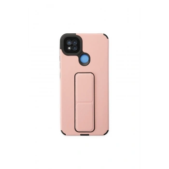 Redmi 9c Kılıf Mega Standlı Silikon - Pudra