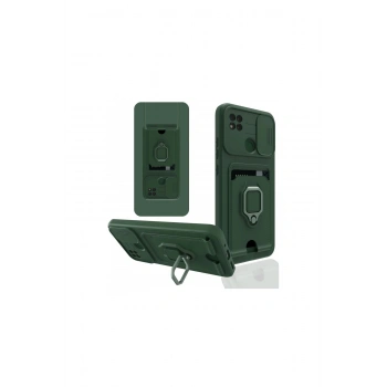 Redmi 9c Kılıf Zuma Kartvizitli Yüzüklü Silikon - Yeşil