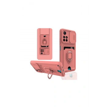 Redmi Note 11t Kılıf Zuma Kartvizitli Yüzüklü Silikon - Pembe