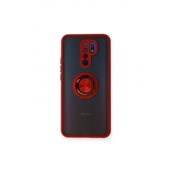 Redmi 9 Kılıf Montreal Yüzüklü Silikon Kapak - Kırmızı