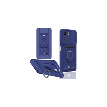 Redmi 13c Kılıf Zuma Kartvizitli Yüzüklü Silikon - Lacivert