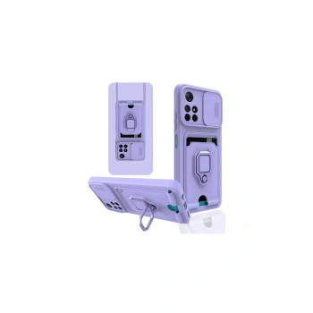 Redmi Note 11t Kılıf Zuma Kartvizitli Yüzüklü Silikon - Lila