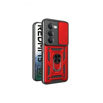 Redmi 15 4g Pars Lens Yüzüklü Silikon - Kırmızı