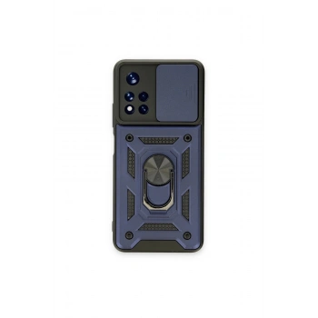 Poco M4 Pro 5g Kılıf Pars Lens Yüzüklü Silikon - Lacivert