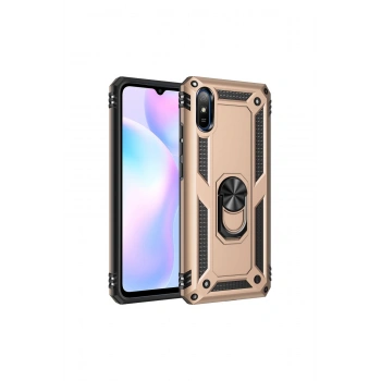Redmi 9a Kılıf Sofya Yüzüklü Silikon Kapak - Gold