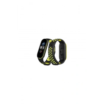 Mi Band 7 Spor Delikli Kordon (SAAT DEĞİLDİR) - Siyah-yeşil