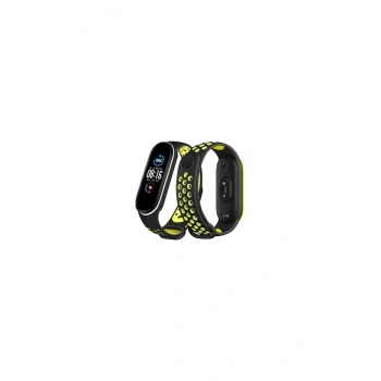 Mi Band 4 Spor Delikli Kordon (SAAT DEĞİLDİR) - Siyah-yeşil-beyaz