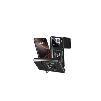 Mi 15 Pro Kılıf Pars Lens Yüzüklü Silikon - Siyah