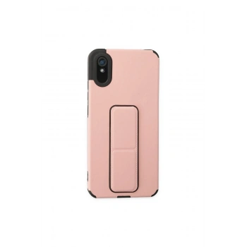 Redmi 9a Kılıf Mega Standlı Silikon - Pudra