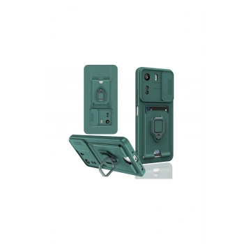 Redmi 13c Kılıf Zuma Kartvizitli Yüzüklü Silikon - Yeşil