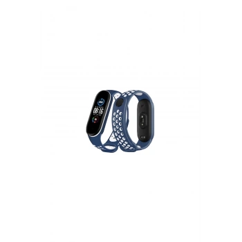 Mi Band 4 Spor Delikli Kordon (SAAT DEĞİLDİR) - Lacivert-beyaz
