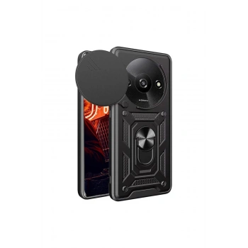 Redmi A3 4g Kılıf Pars Lens Yüzüklü Silikon - Siyah