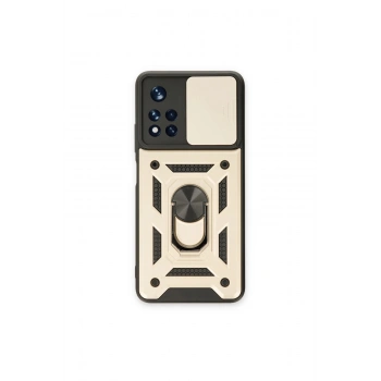 Poco M4 Pro 5g Kılıf Pars Lens Yüzüklü Silikon - Gold