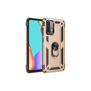 Redmi 9t Kılıf Sofya Yüzüklü Silikon Kapak - Gold