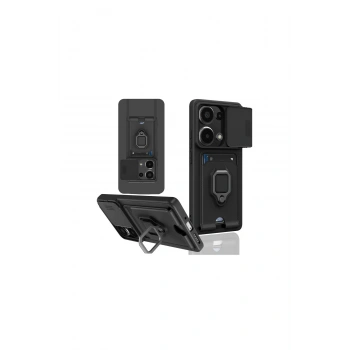 Redmi Note 13 Pro 5g Kılıf Zuma Kartvizitli Yüzüklü Silikon - Siyah