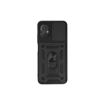 Poco M5 Kılıf Pars Lens Yüzüklü Silikon - Siyah