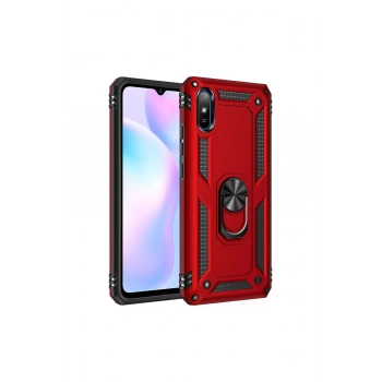 Redmi 9a Kılıf Sofya Yüzüklü Silikon Kapak - Kırmızı