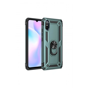 Redmi 9a Kılıf Sofya Yüzüklü Silikon Kapak - Yeşil