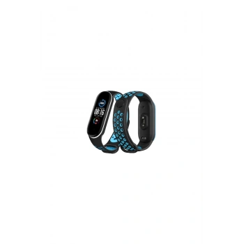 Mi Band 6 Spor Delikli Kordon (SAAT DEĞİLDİR) - Siyah-mavi-beyaz