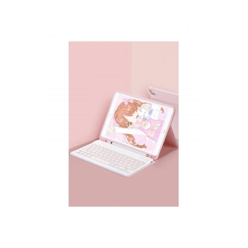 Pad 6 Kılıf Kc01 Smart Klavyeli Tablet Kılıfı - Pembe