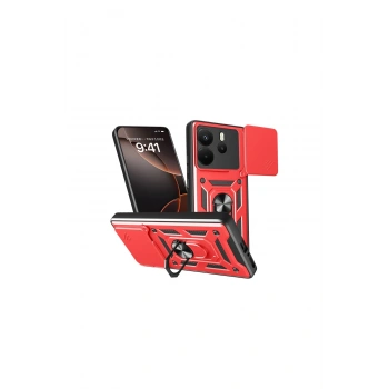 Redmi Note 14 4g Pars Lens Yüzüklü Silikon - Kırmızı