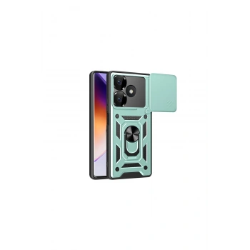 Redmi 13 4g Kılıf Pars Lens Yüzüklü Silikon - Yeşil