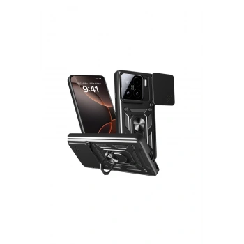 Mi 15 Kılıf Pars Lens Yüz��klü Silikon - Siyah