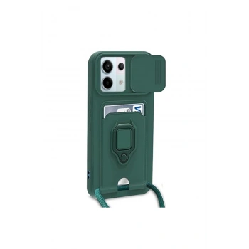 Redmi Note 13 Pro 5g Kılıf Zuma Kartvizitli Yüzüklü Silikon - Yeşil