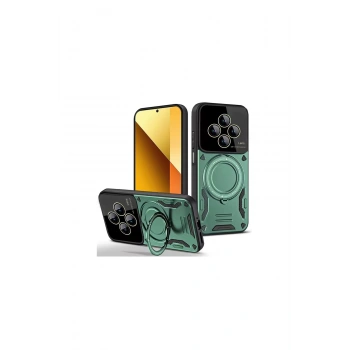 Redmi 14c Kılıf Joy Lens Standlı Kapak - Koyu Yeşil