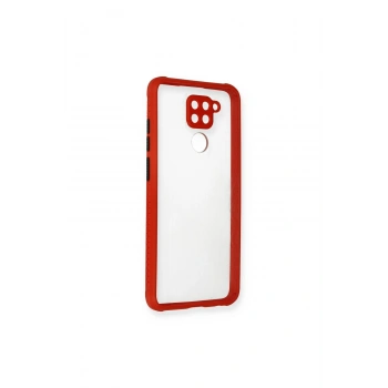 Redmi Note 9 Kılıf Miami Şeffaf Silikon - Kırmızı
