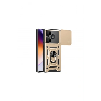 Redmi 13 4g Kılıf Pars Lens Yüzüklü Silikon - Gold