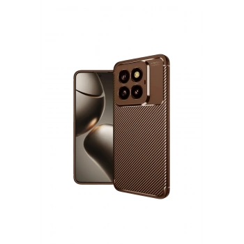 Mi 14t Pro Kılıf Auto Focus Karbon Kapak - Kahverengi