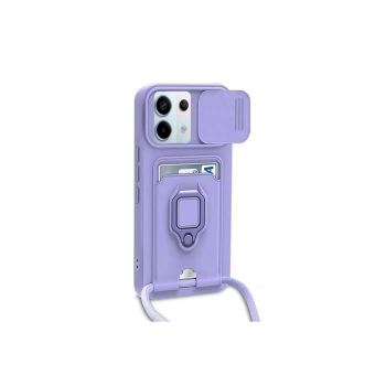 Redmi Note 13 Pro 5g Kılıf Zuma Kartvizitli Yüzüklü Silikon - Lila