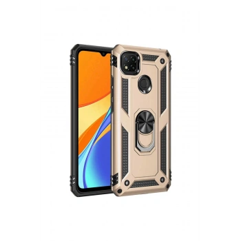 Redmi 9c Kılıf Sofya Yüzüklü Silikon Kapak - Gold