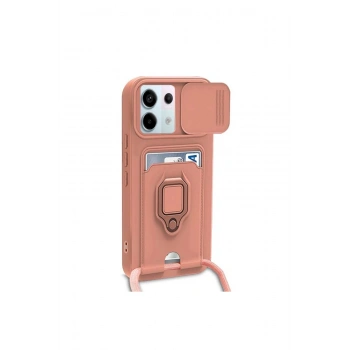 Redmi Note 13 Pro 5g Kılıf Zuma Kartvizitli Yüzüklü Silikon - Pembe