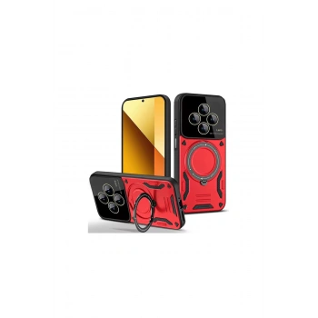 Redmi 14c Kılıf Joy Lens Standlı Kapak - Kırmızı