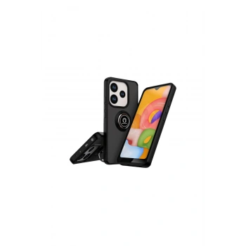 Redmi Note 14 4g Montreal Yüzüklü Silikon Kapak - Siyah