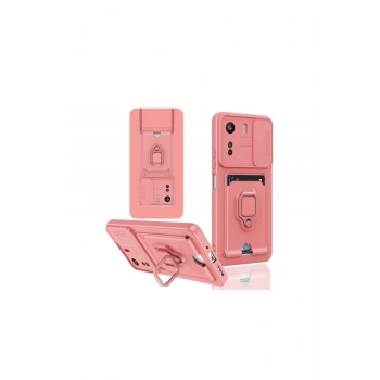 Redmi 13c Kılıf Zuma Kartvizitli Yüzüklü Silikon - Pembe