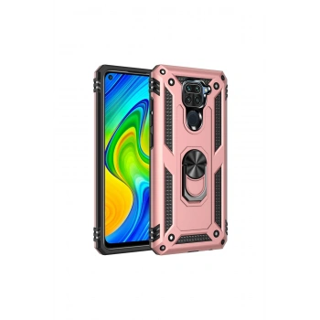 Redmi Note 9 Kılıf Sofya Yüzüklü Silikon Kapak - Rose