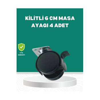 Zemin Korumalı Kilitli Ayak Tekerlek Seti 6 cm