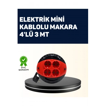 Ev ve Ofis İçin 3 Metre Kablolu 4 Priz Makarası