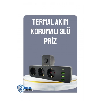 Anahtarlı Çoklu Priz 3 USB 1 Type-C Hızlı Şarj Destekli