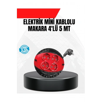 Ev ve Ofis İçin 5 Metre Kablolu 4 Priz Makarası